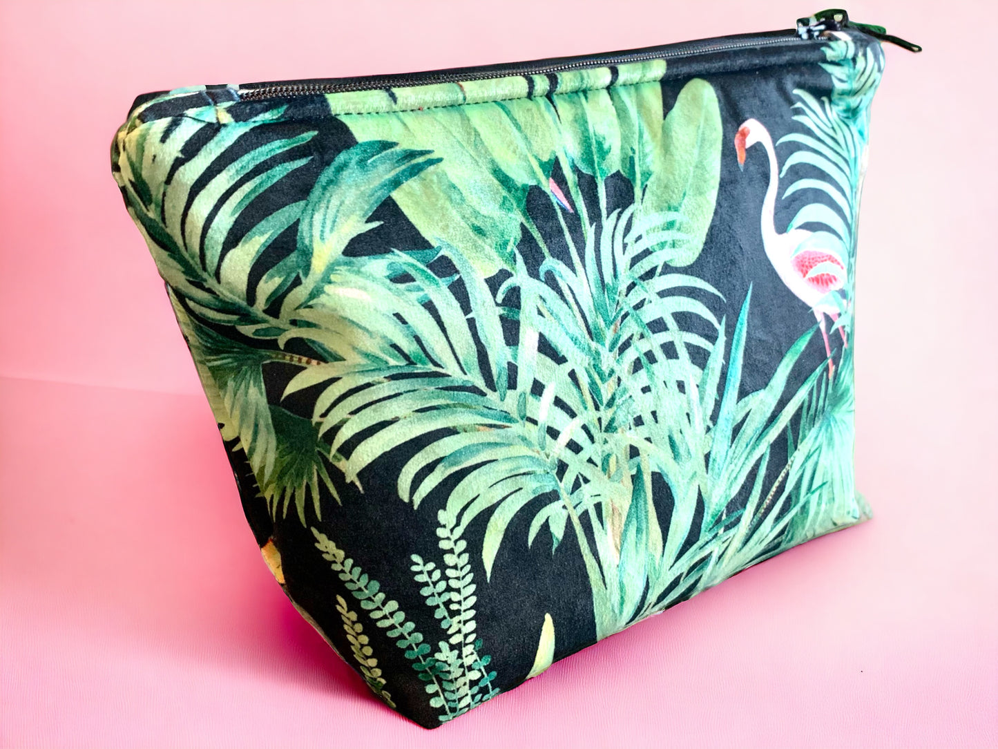 Leopard print tropical Velvet make up Bag