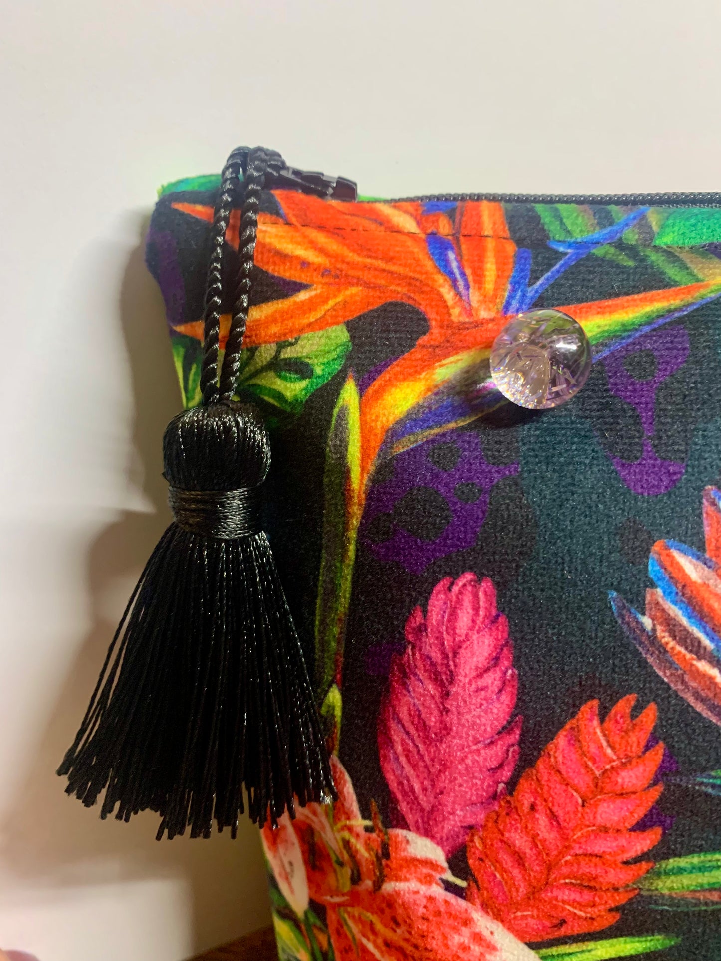 Gorgeous Handmade Colourful Hummingbird Velvet Toiletry / Wash Bag