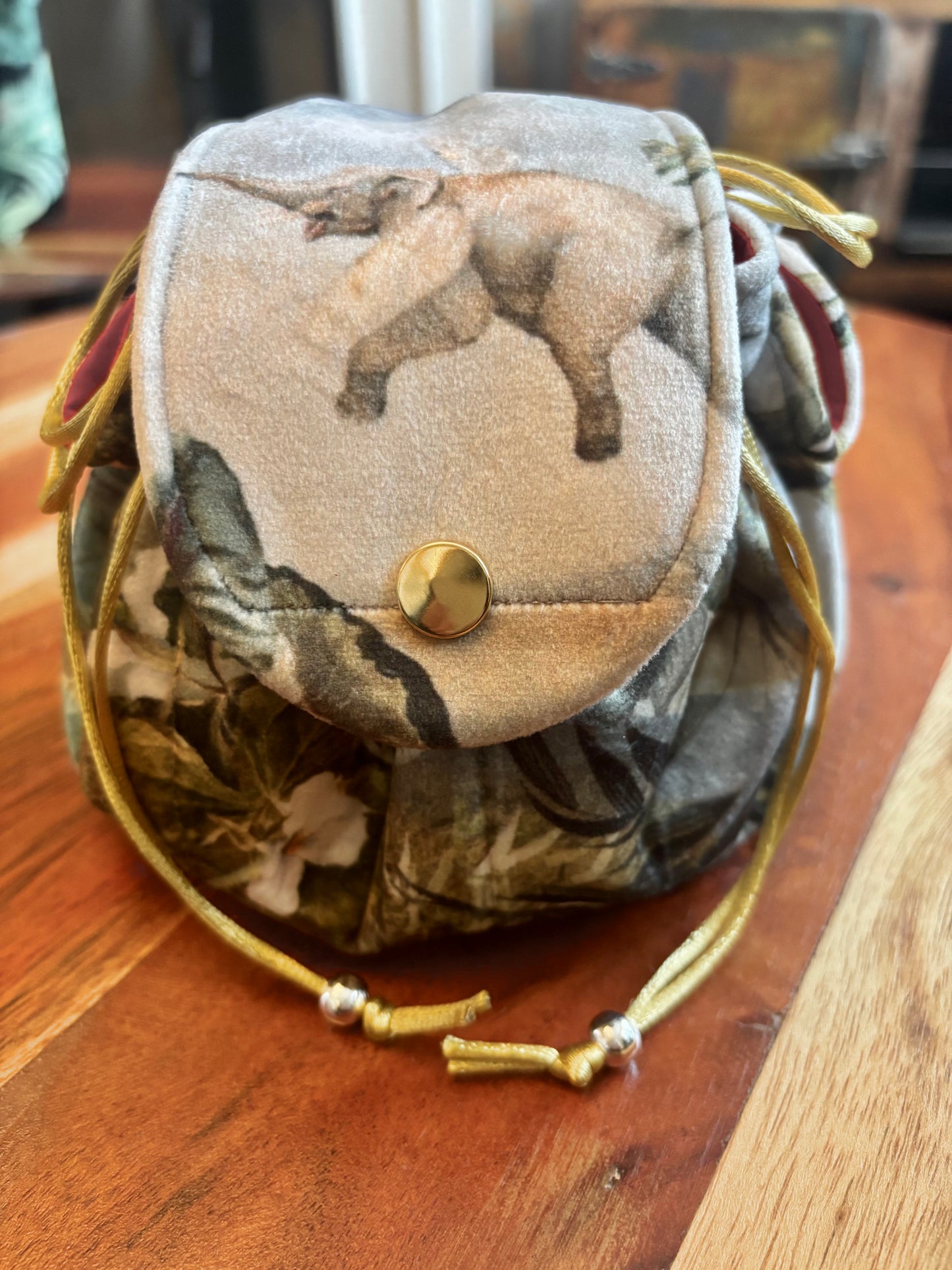 Elephant velvet jewellery pouch