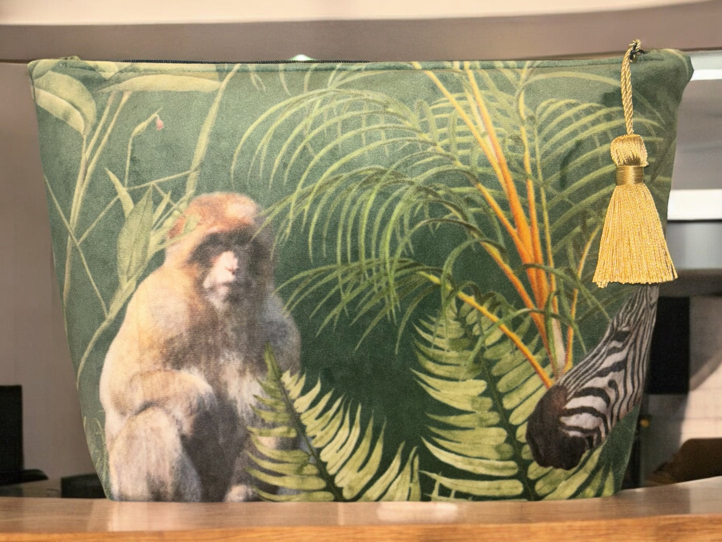 Tiger tropical Velvet Toiletry / Wash Bag
