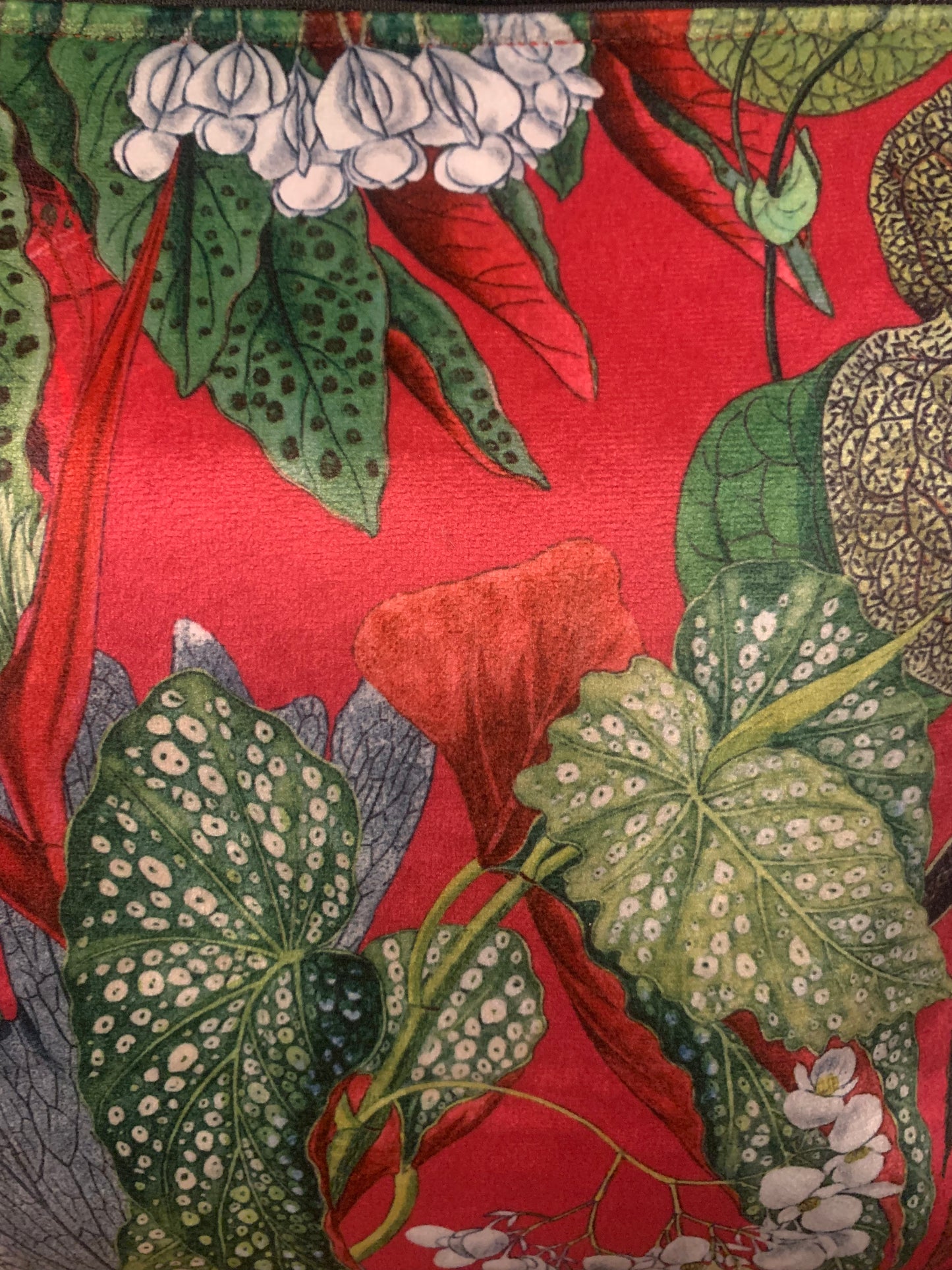 Red Velvet with Tropical Flowers Toiletry / Wash Bag