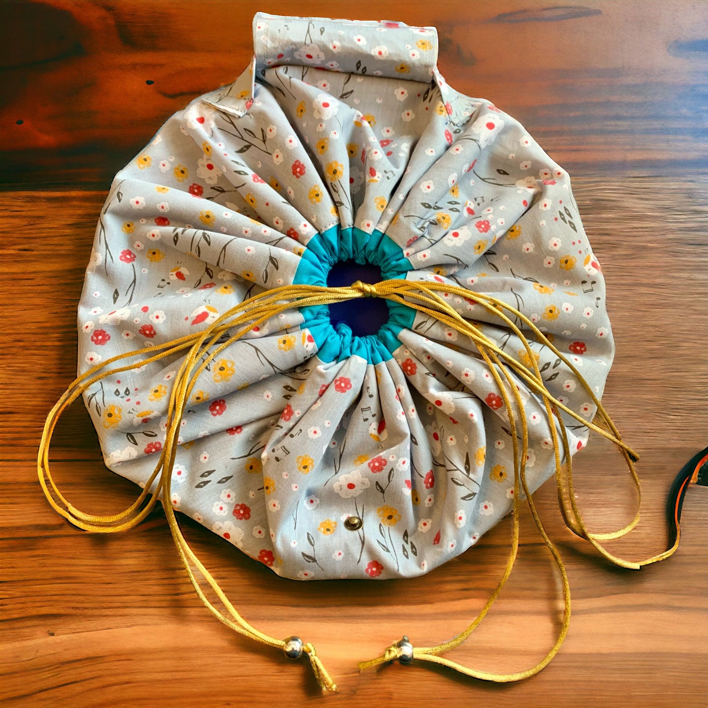 Drawstring opens out flat makeup cosmetic bag