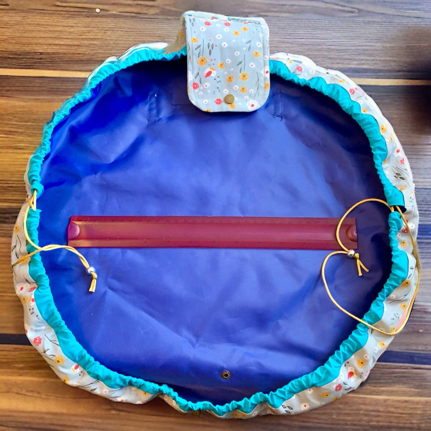 Drawstring opens out flat makeup cosmetic bag