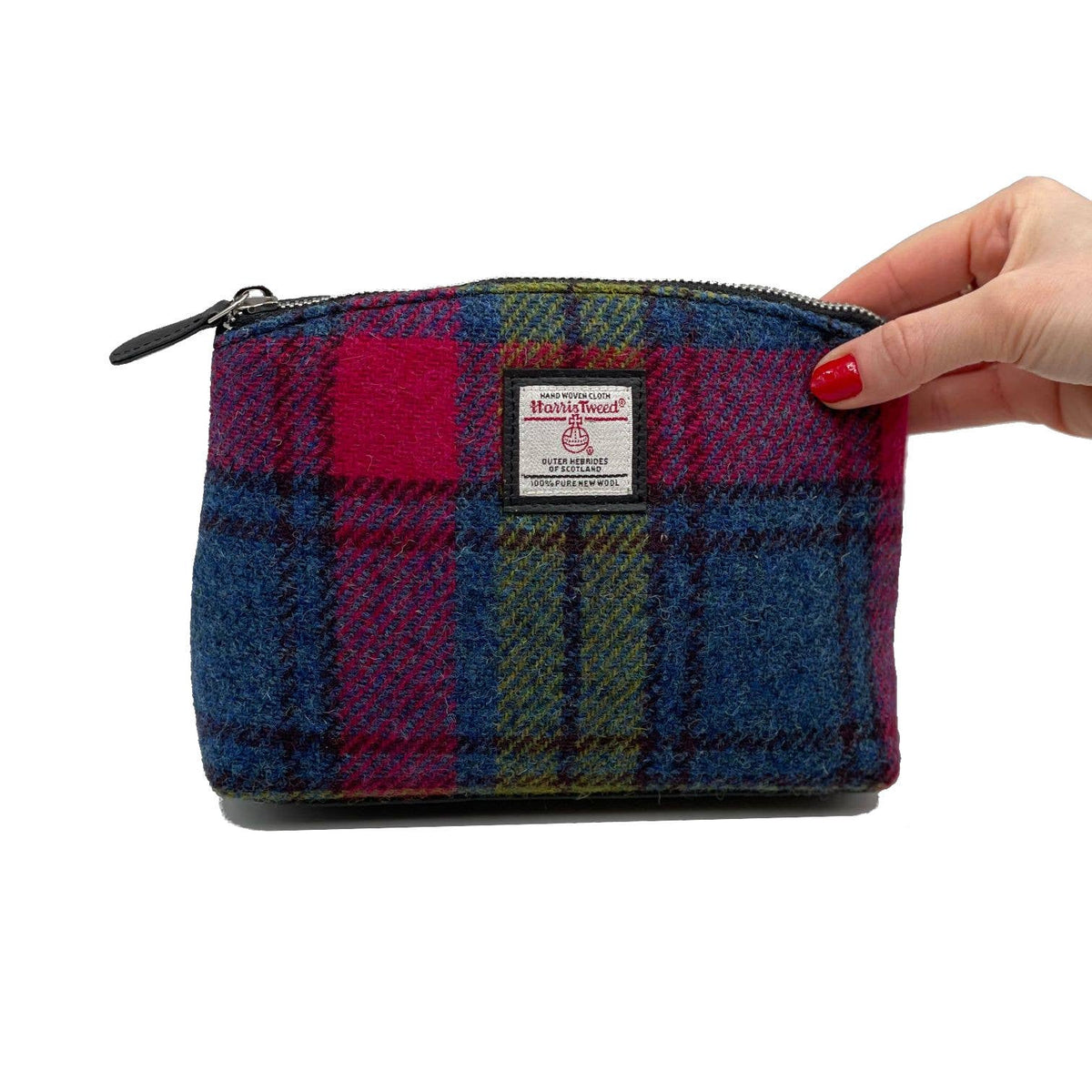 Harris Tweed Cosmetic Bag Blue Pink Check