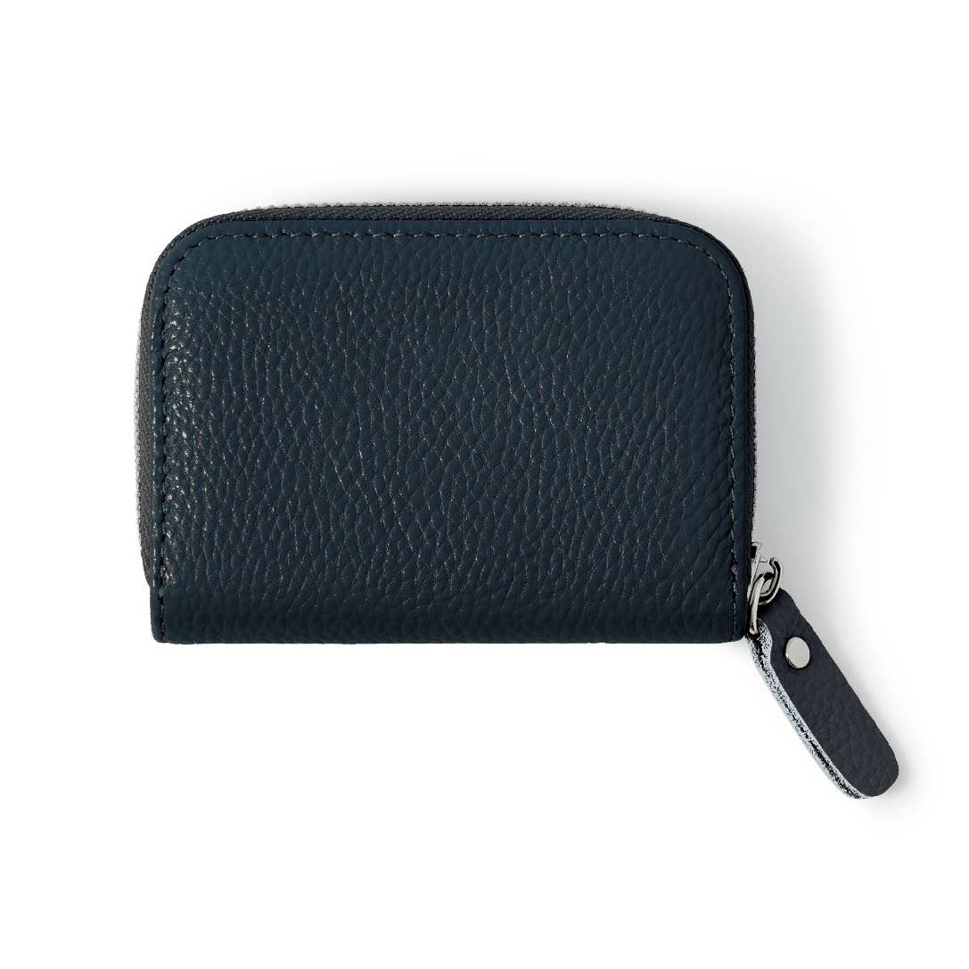 Italian Genuine Leather Handmade Mini Zip Card Holder: DUSTY GREEN