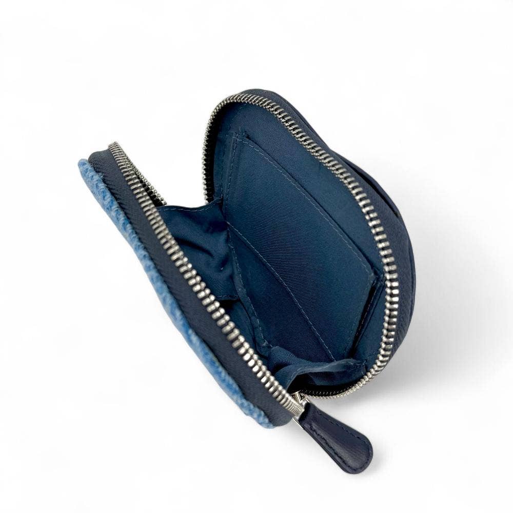 Heart Purse Sky Blue Herringbone
