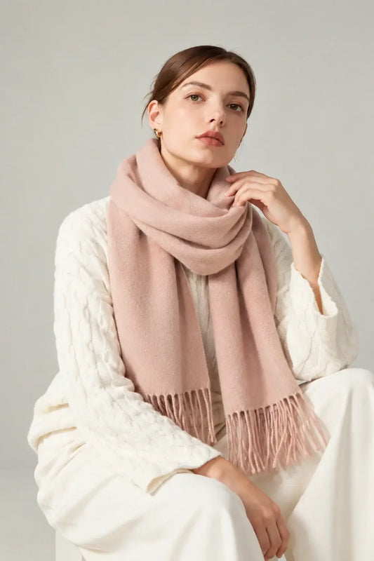 Large Cosy Plain Scarf – Medium Weight: SMOKE ROSE-1