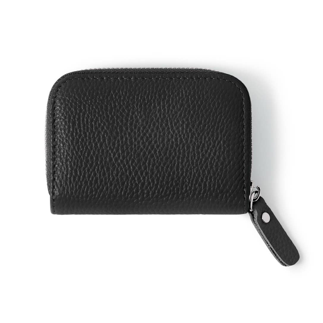 Italian Genuine Leather Handmade Mini Zip Card Holder: DUSTY GREEN