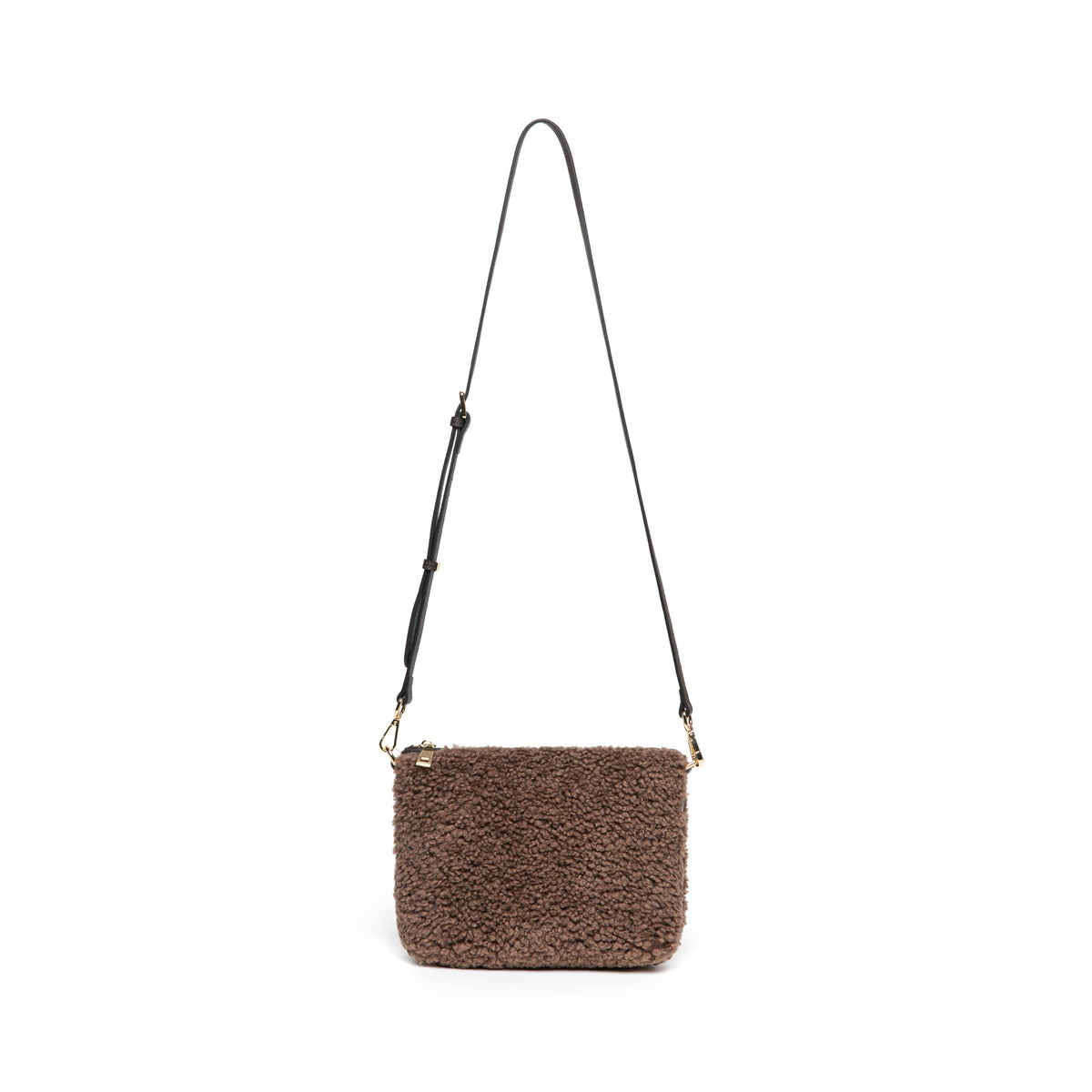 Women's Faux Shearling & Genuine Leather Messenger Bag: Tan/Cream