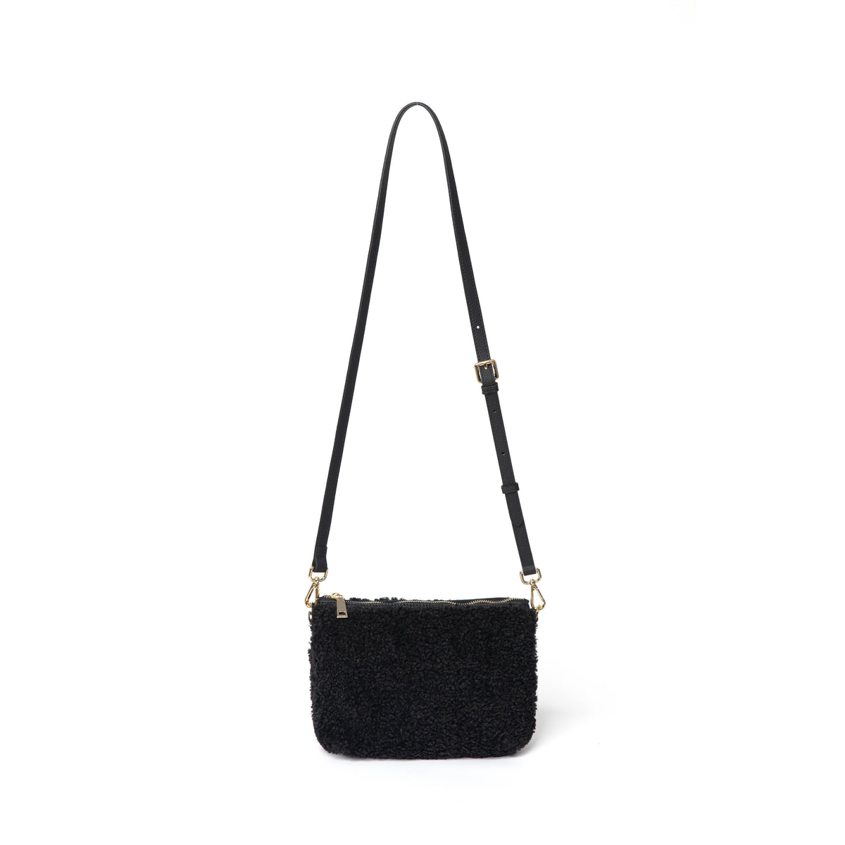 Women's Faux Shearling & Genuine Leather Messenger Bag: Light Taupe