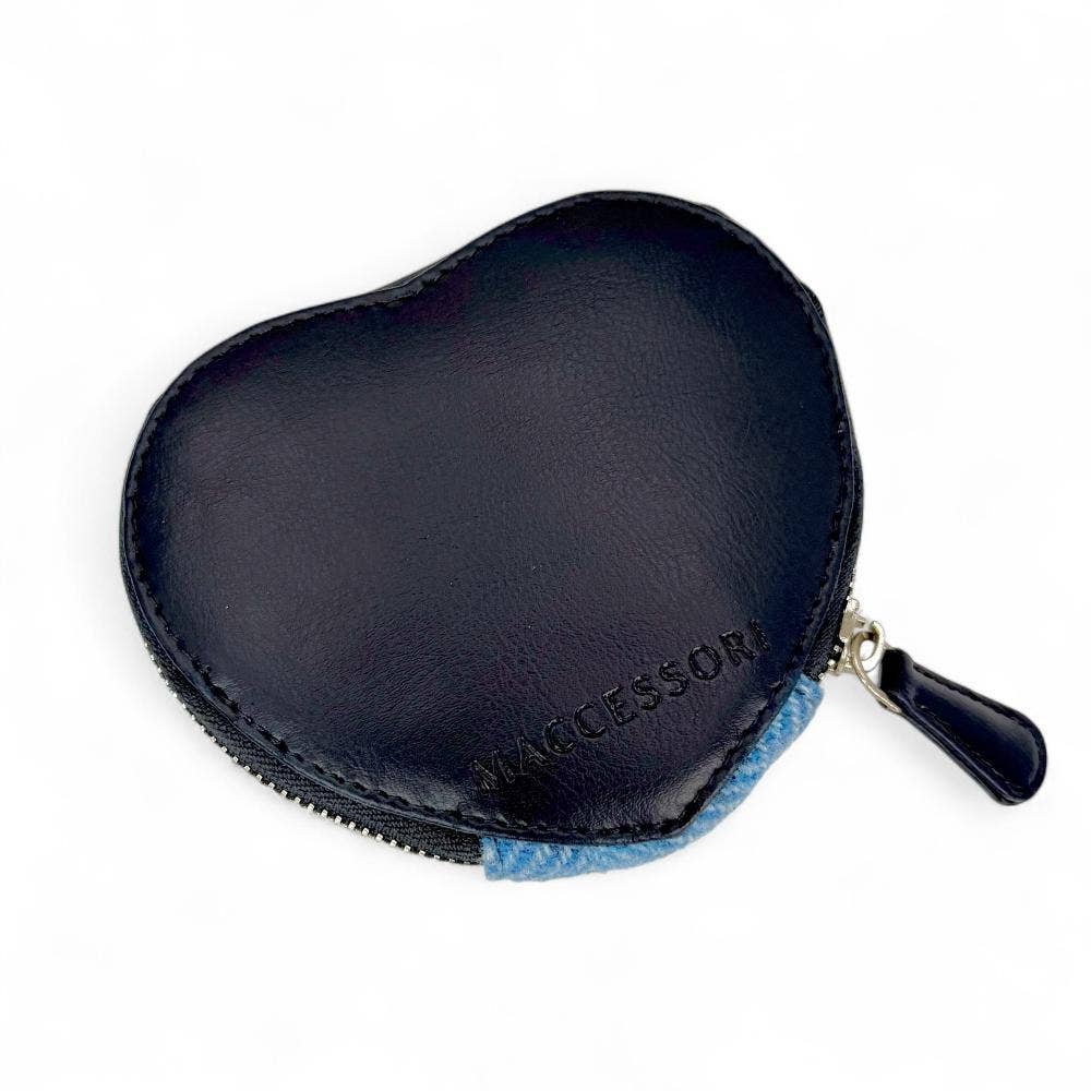 Heart Purse Sky Blue Herringbone
