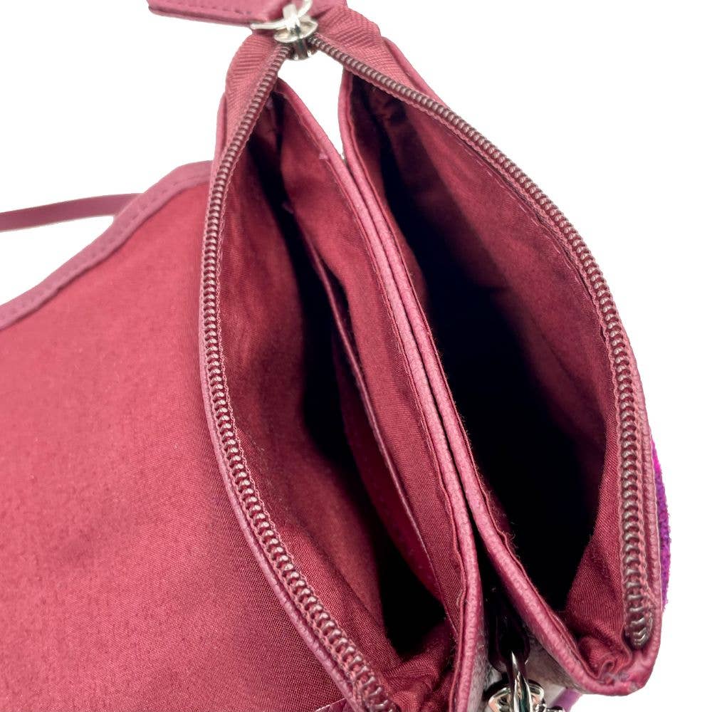 Harris Tweed Mini Crossbody Bag Purple Check