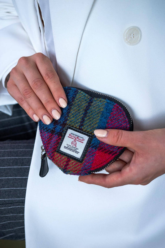 Heart Purse Blue Pink Check
