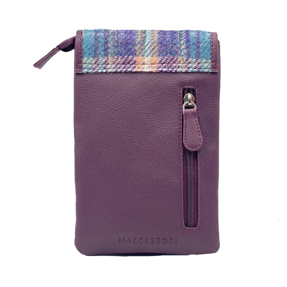 Harris Tweed Mini Crossbody Bag Green/Purple Plaid