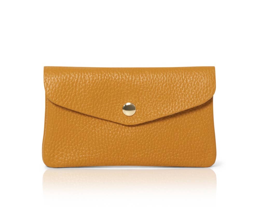 Genuine Leather Coin Bag Coin Purse And Card Holder-Medium: Gold