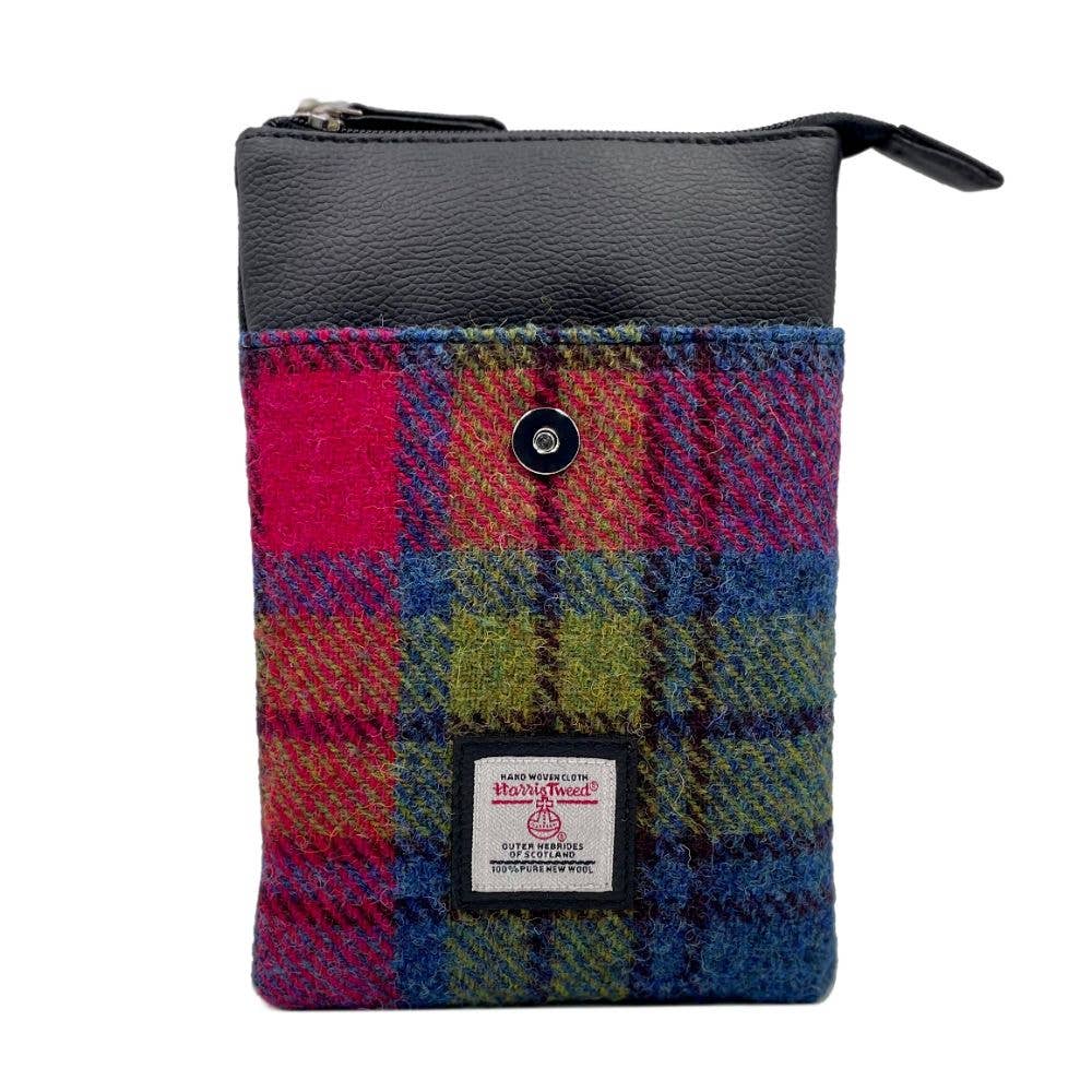 Harris Tweed Mini Crossbody Bag Blue/Pink Check