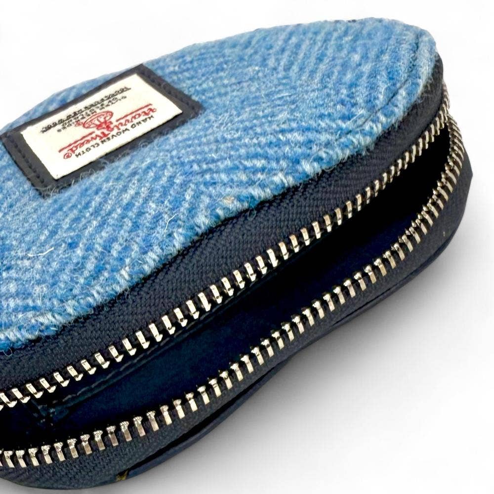 Heart Purse Sky Blue Herringbone