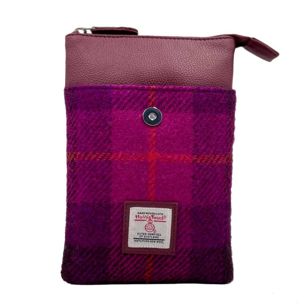 Harris Tweed Mini Crossbody Bag Purple Check