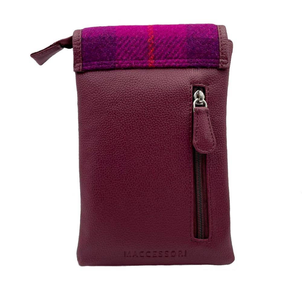 Harris Tweed Mini Crossbody Bag Purple Check