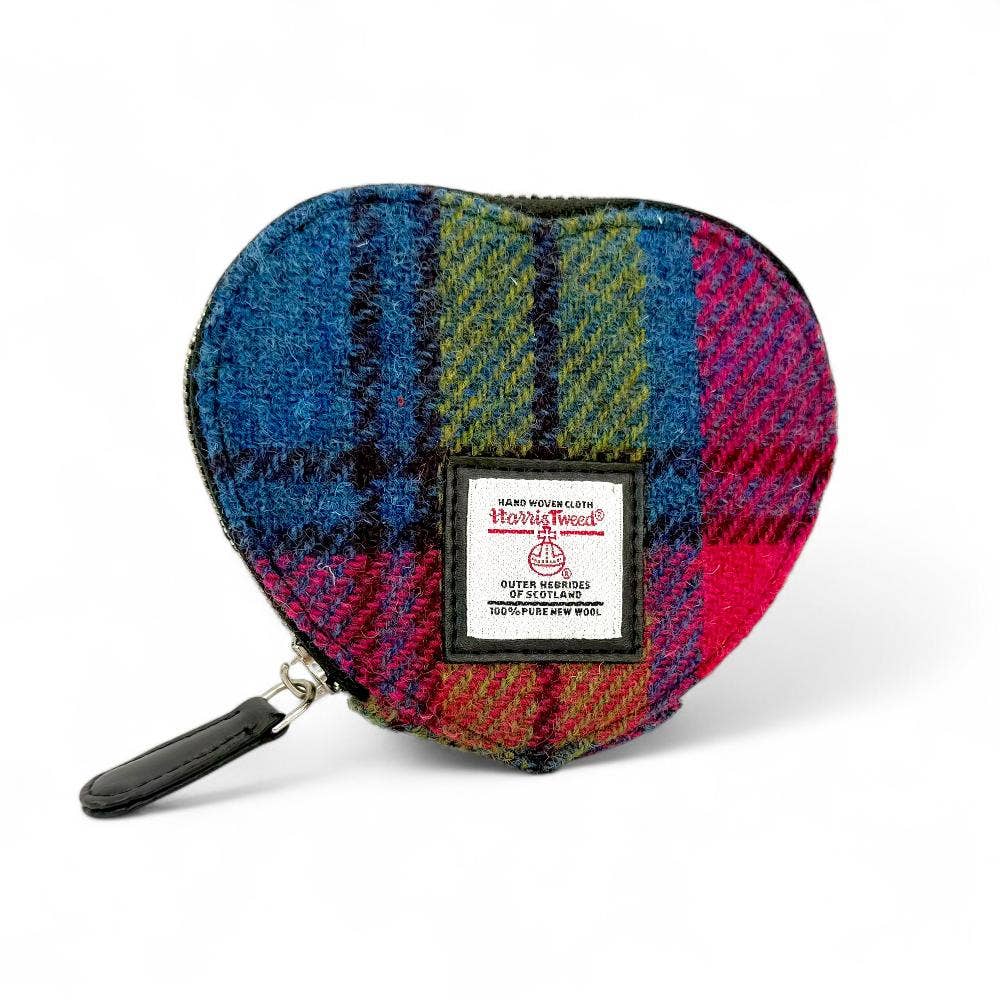 Heart Purse Blue Pink Check