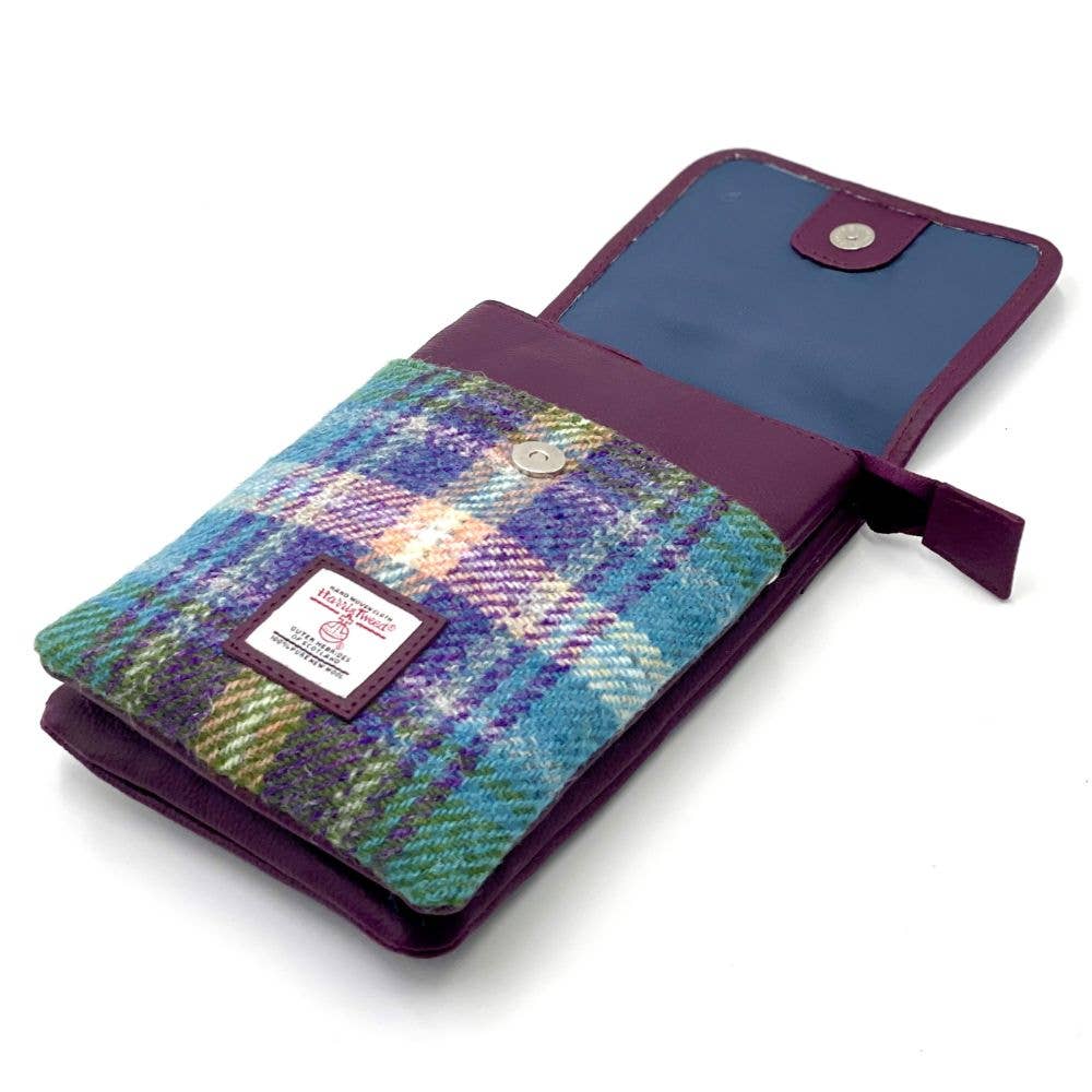 Harris Tweed Mini Crossbody Bag Green/Purple Plaid