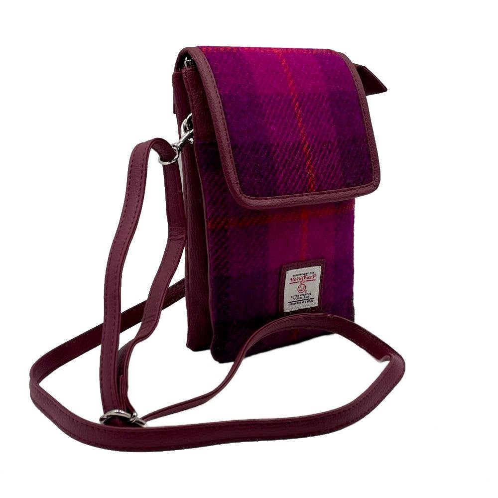 Harris Tweed Mini Crossbody Bag Purple Check