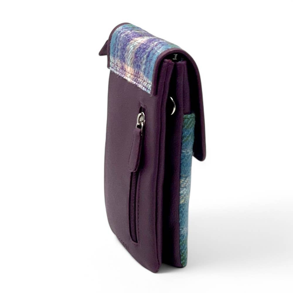 Harris Tweed Mini Crossbody Bag Green/Purple Plaid