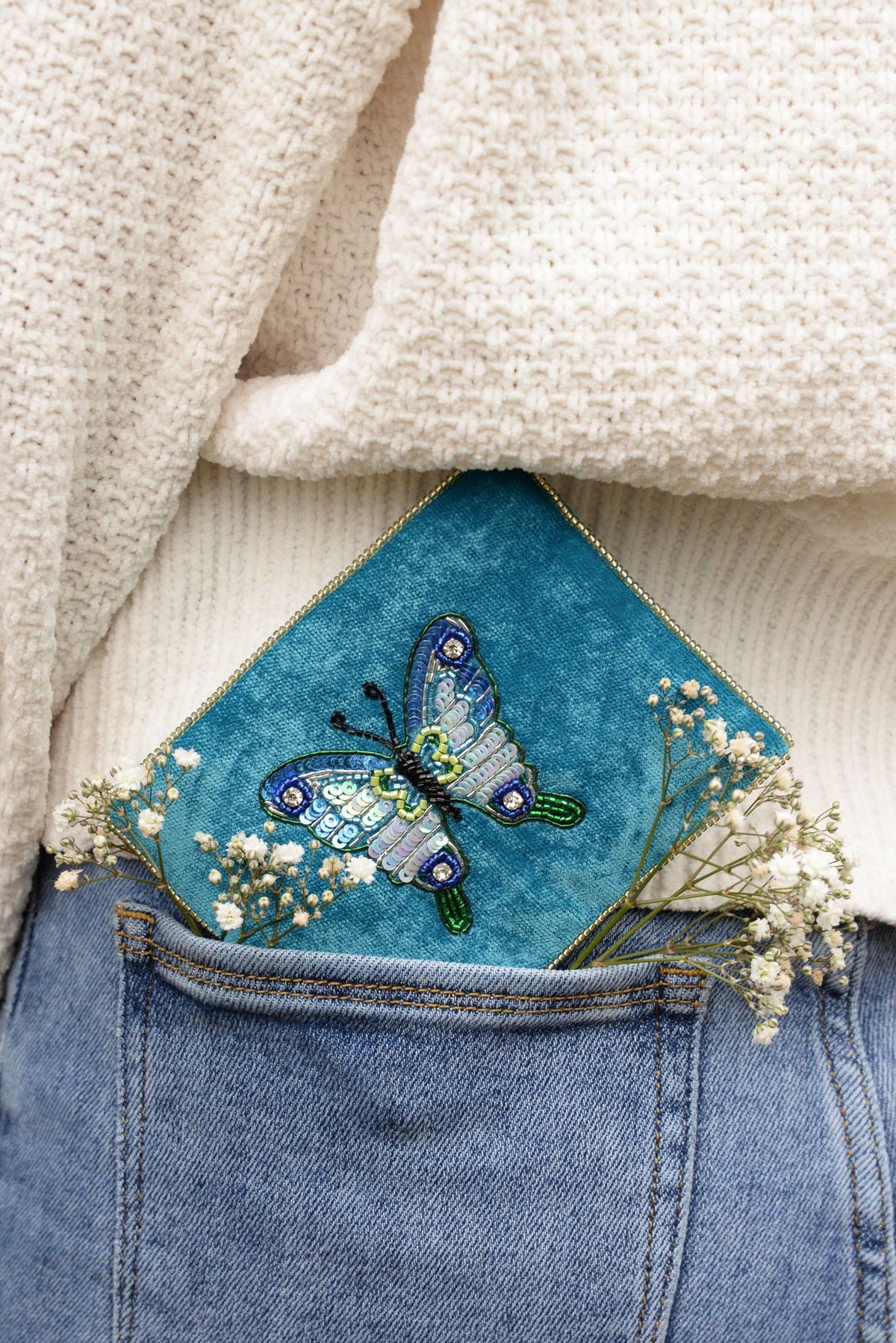 BLUE BUTTERFLY SMALL POUCH