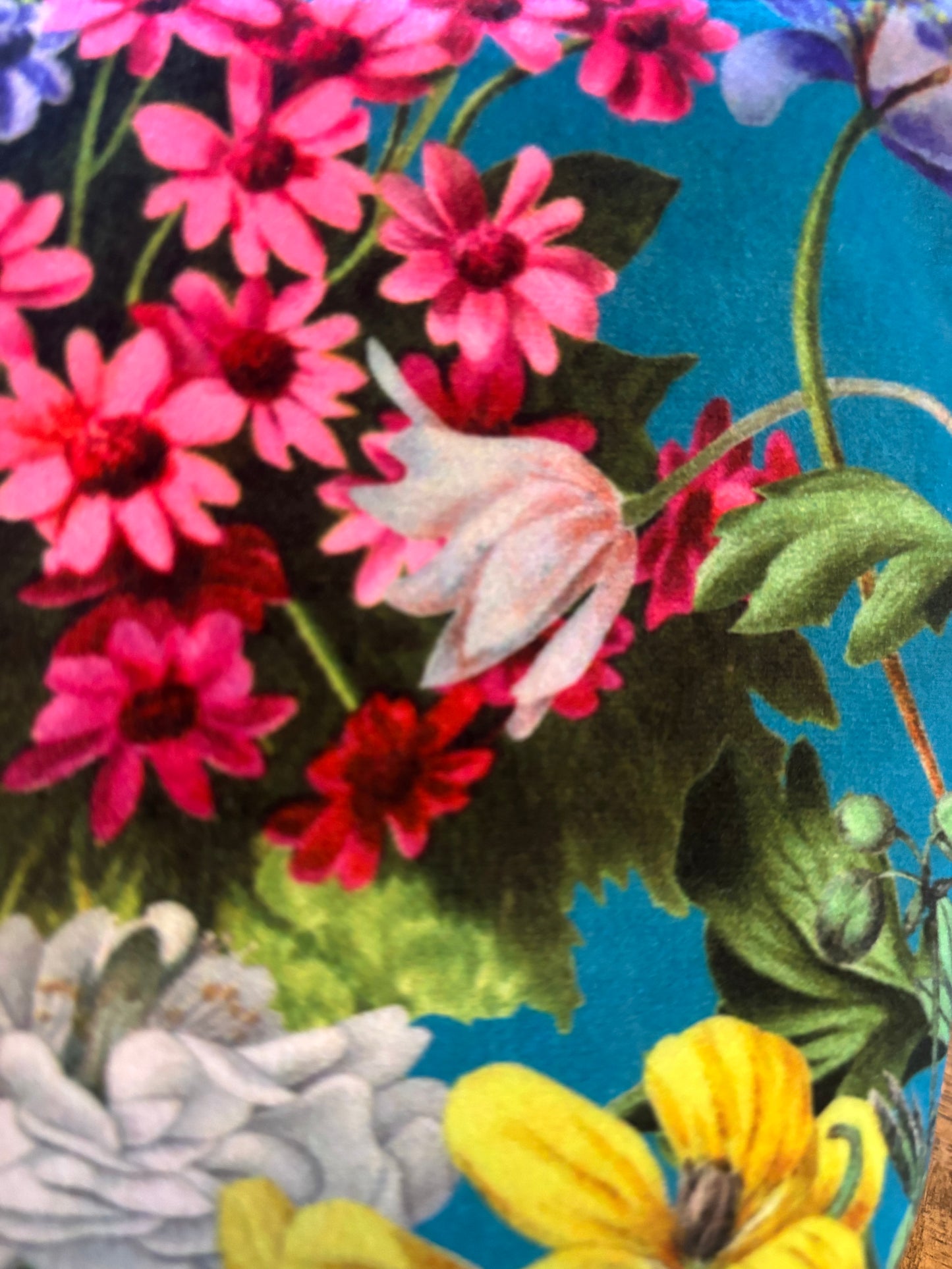 Turquoise Floral Velvet small Makeup Bag: Handmade Cosmetic & Travel Storage