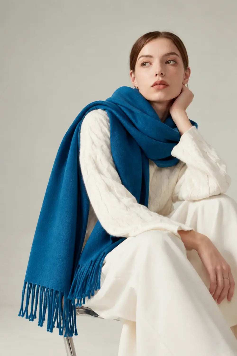 Large Cosy Plain Scarf – Medium Weight: TEAL-35