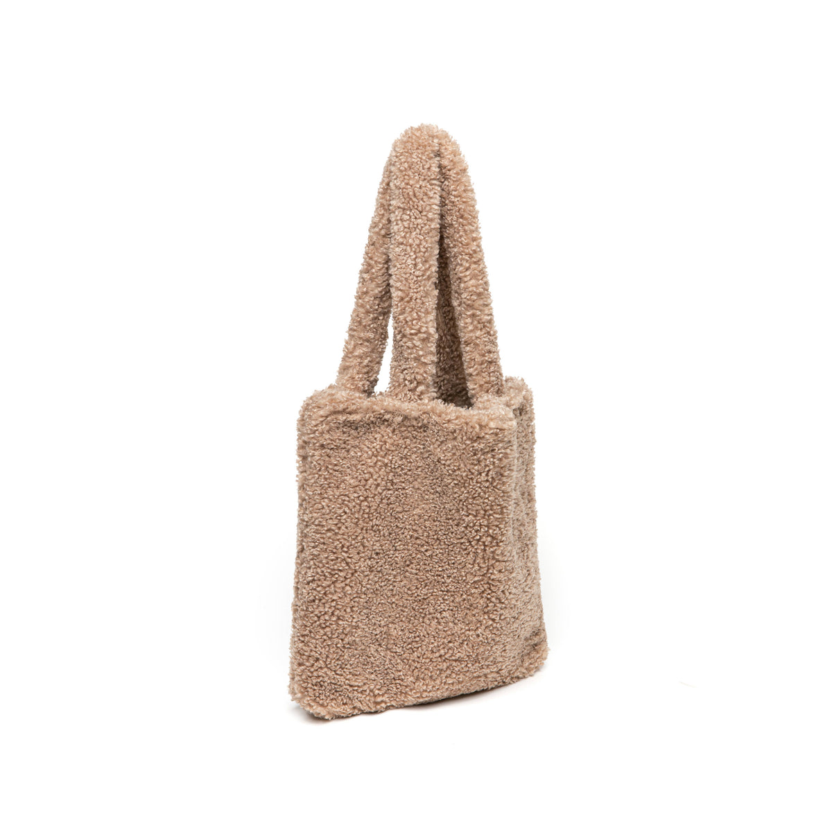 Women's Faux Shearling Tote Shoulder Bag: TAN