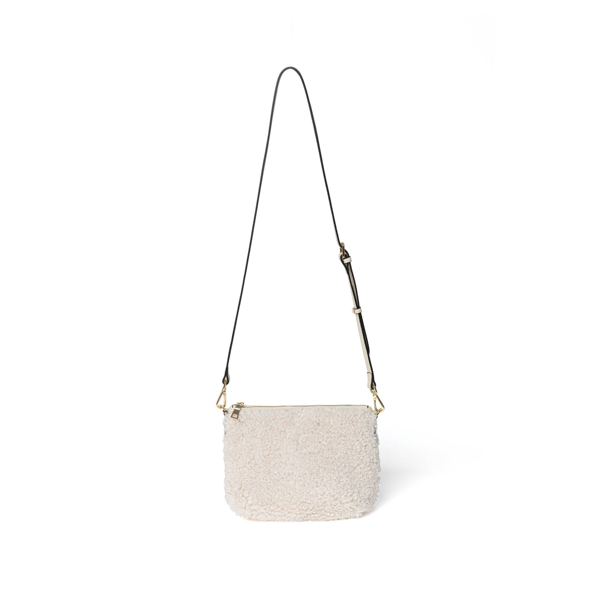 Women's Faux Shearling & Genuine Leather Messenger Bag: Brown