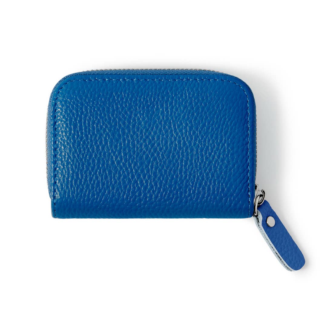 Italian Genuine Leather Handmade Mini Zip Card Holder: DUSTY GREEN
