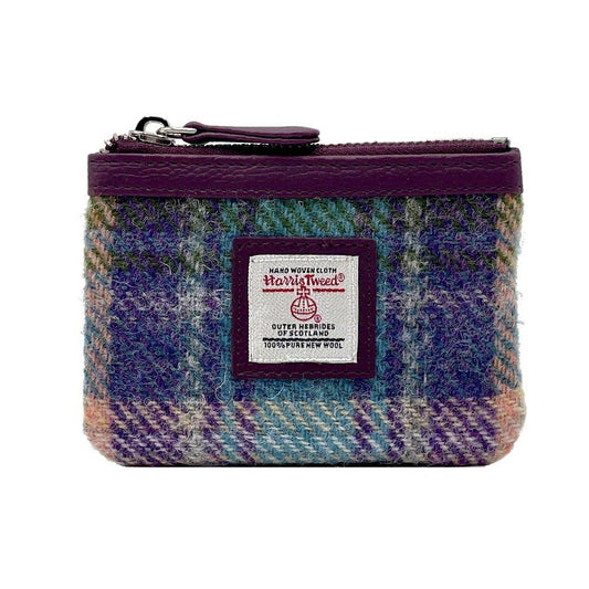 Harris Tweed Coin Purse Green Purple Plaid
