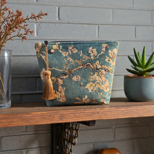Van Gogh Almond Blossom Small Velvet Makeup Bag: Silky
Tassel, Red Lining