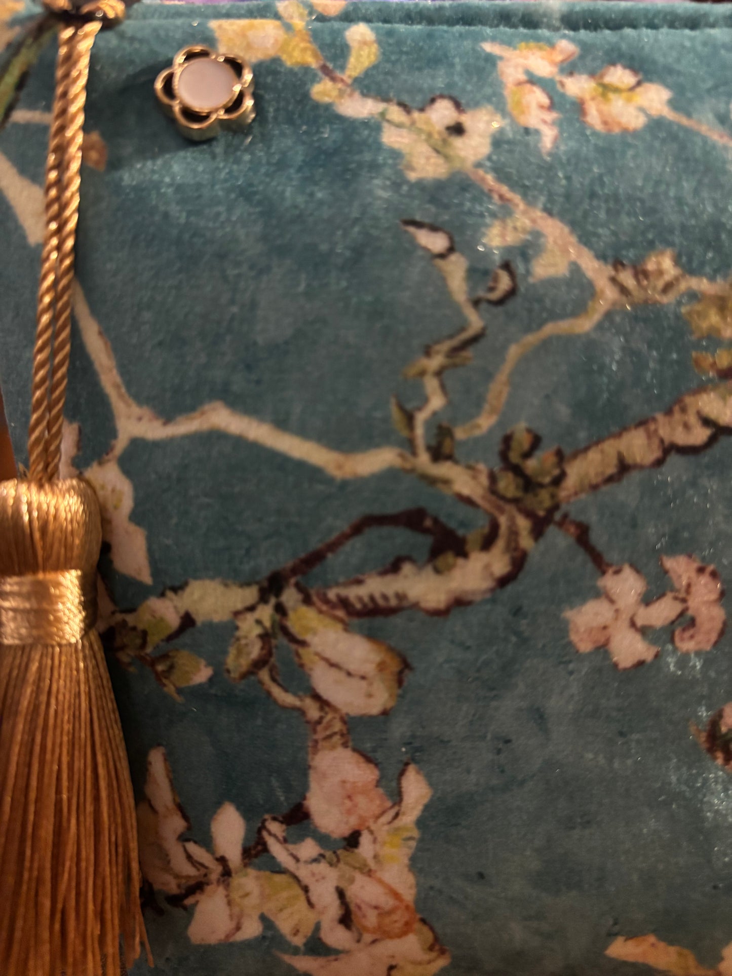 Van Gogh Almond Blossom Small Velvet Makeup Bag: Silky
Tassel, Red Lining