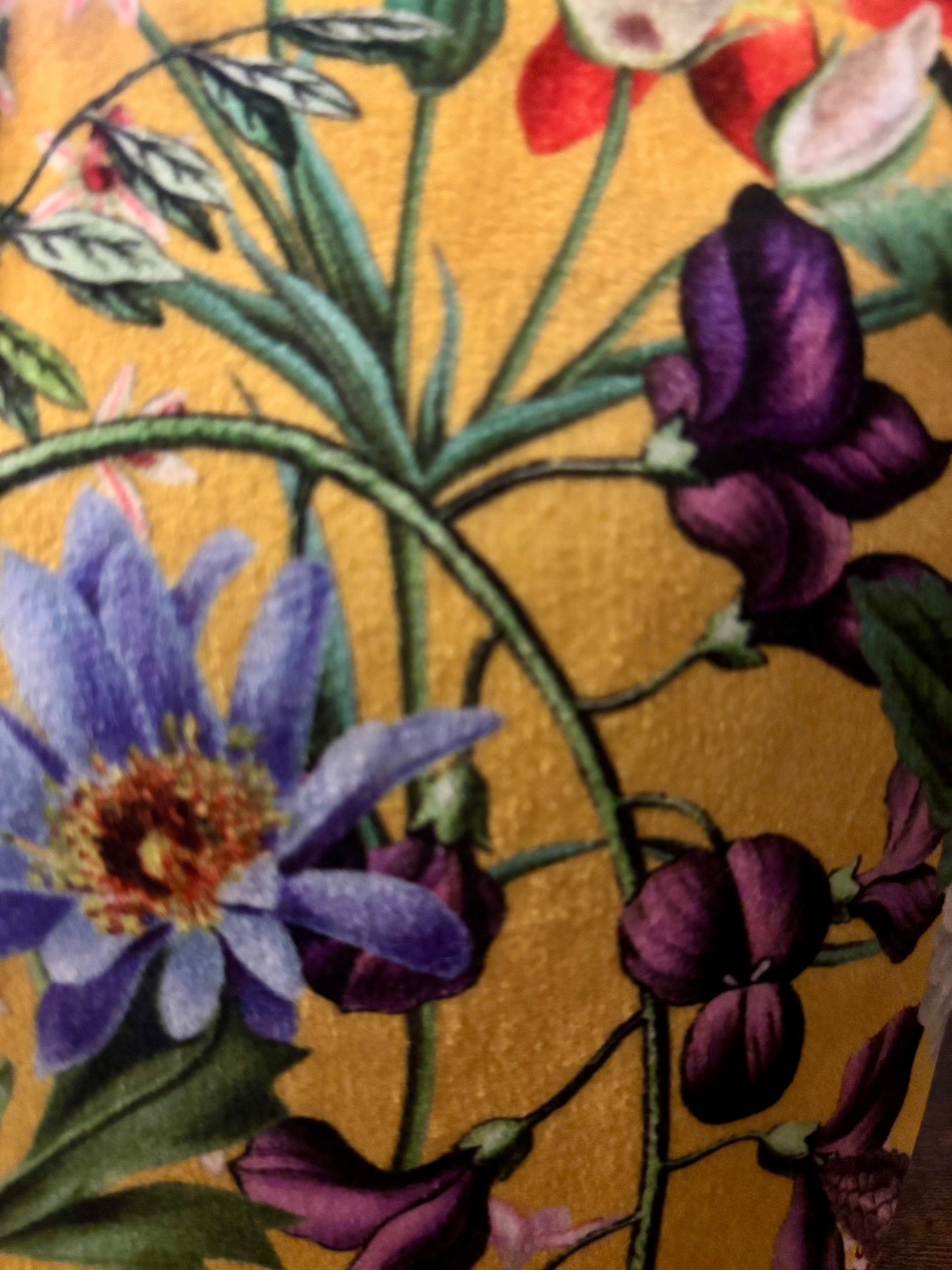 Yellow Floral Velvet Makeup Bag: Handmade Cosmetic
Storage with Tassel