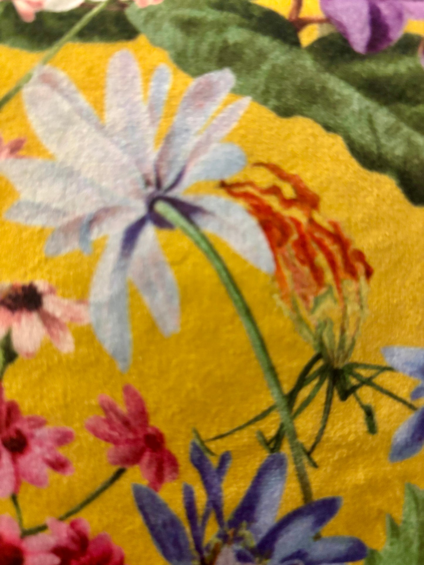 Yellow Floral Velvet Makeup Bag: Handmade Cosmetic
Storage with Tassel