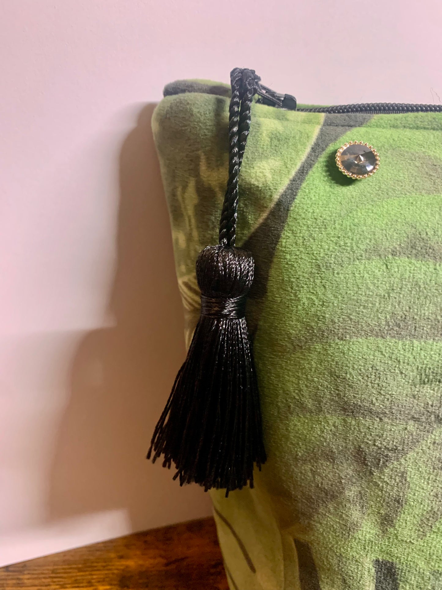 Gorgeous Handmade Tropical Leaf Velvet Toiletry / Wash Bag