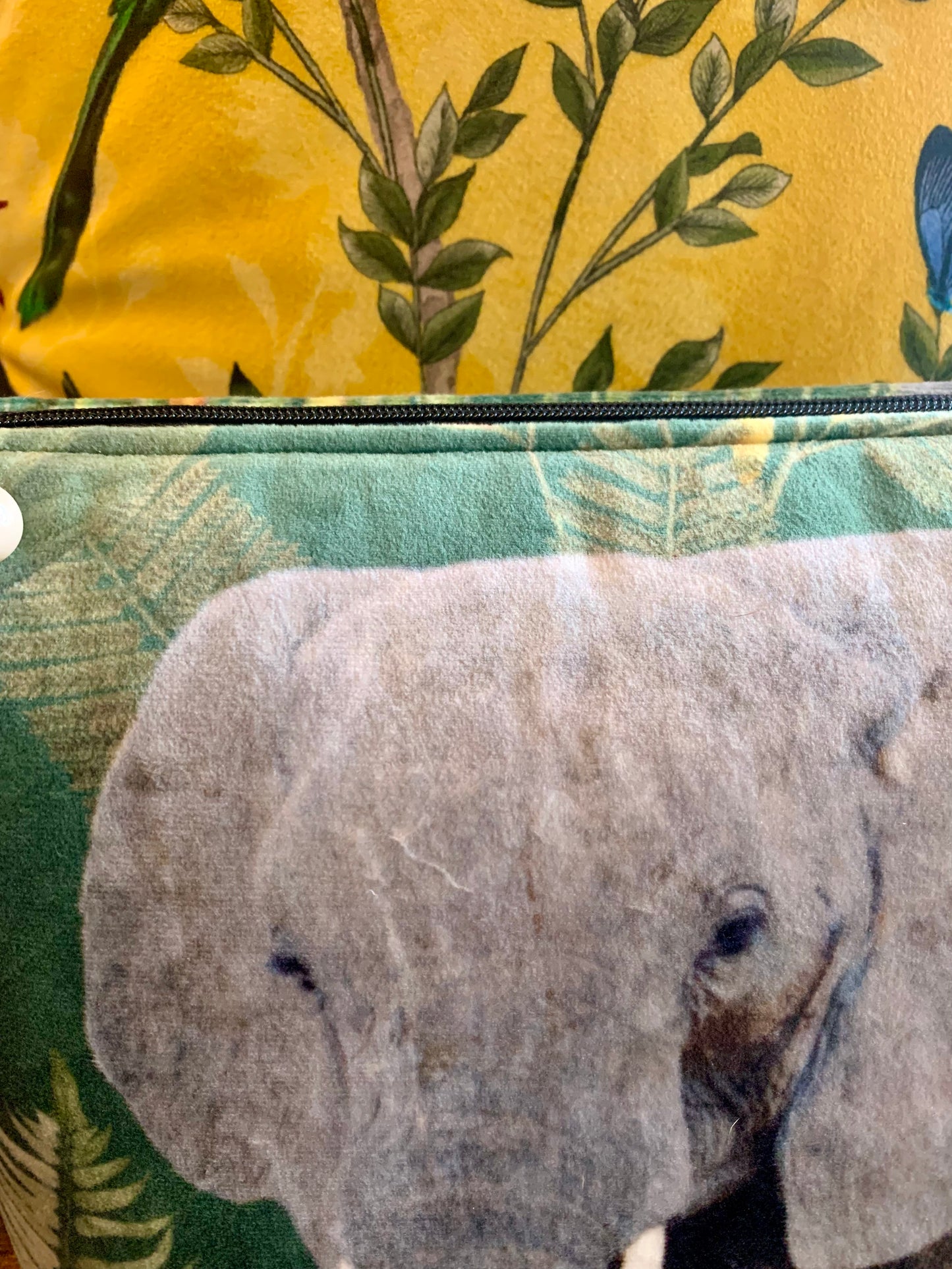 Elephant tropical Velvet Toiletry / Wash Bag