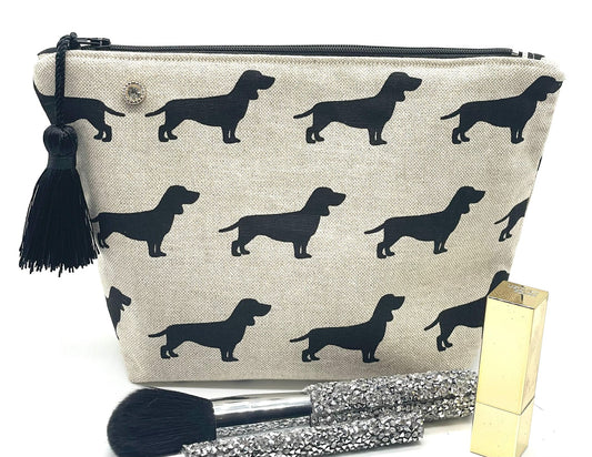 Handmade Canvas Dachshund Cosmetic / Makeup Bag