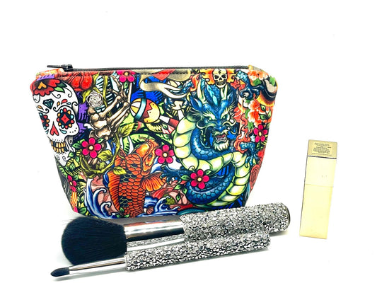 Handmade colourful and vibrant Velvet Tattoo Cosmetic / Makeup Bag