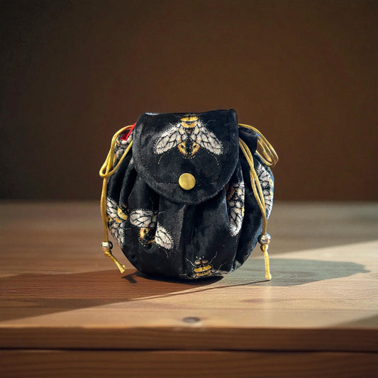 Bee velvet jewellery pouch