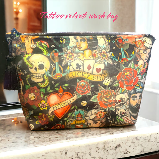 Tattoo design velvet Toiletry / Wash Bag