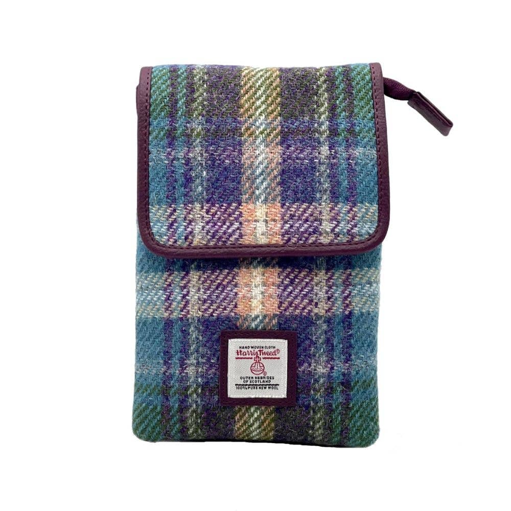 Harris Tweed Mini Crossbody Bag Green/Purple Plaid