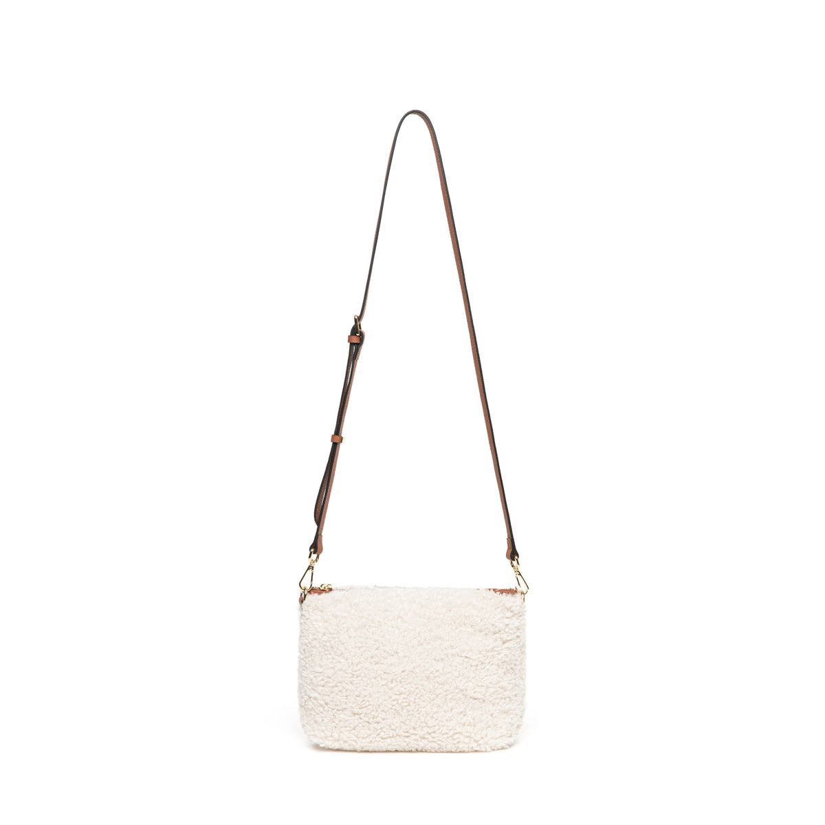 Women's Faux Shearling & Genuine Leather Messenger Bag: Grey