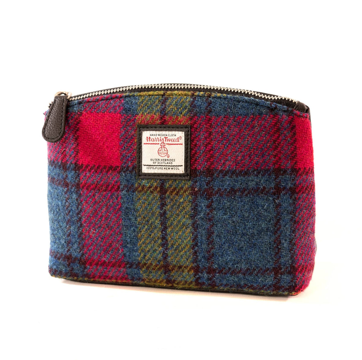 Harris Tweed Cosmetic Bag Blue Pink Check