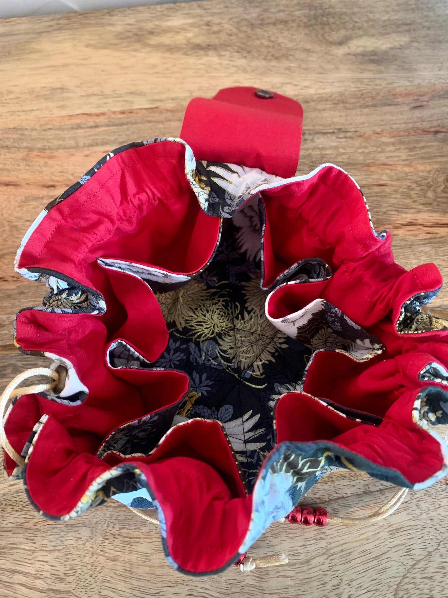 Jewellery pouch, Cranes and Chrysanthemums