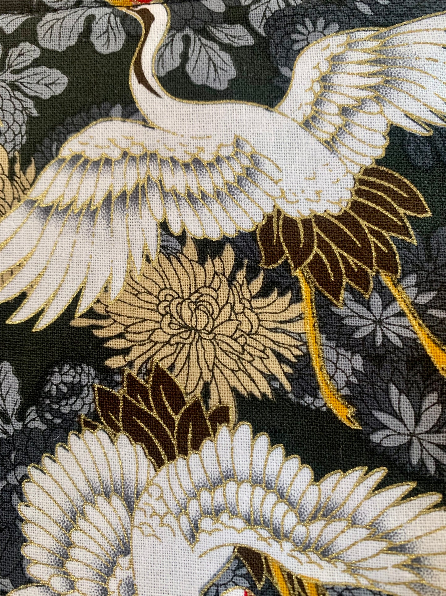 Jewellery pouch, Cranes and Chrysanthemums